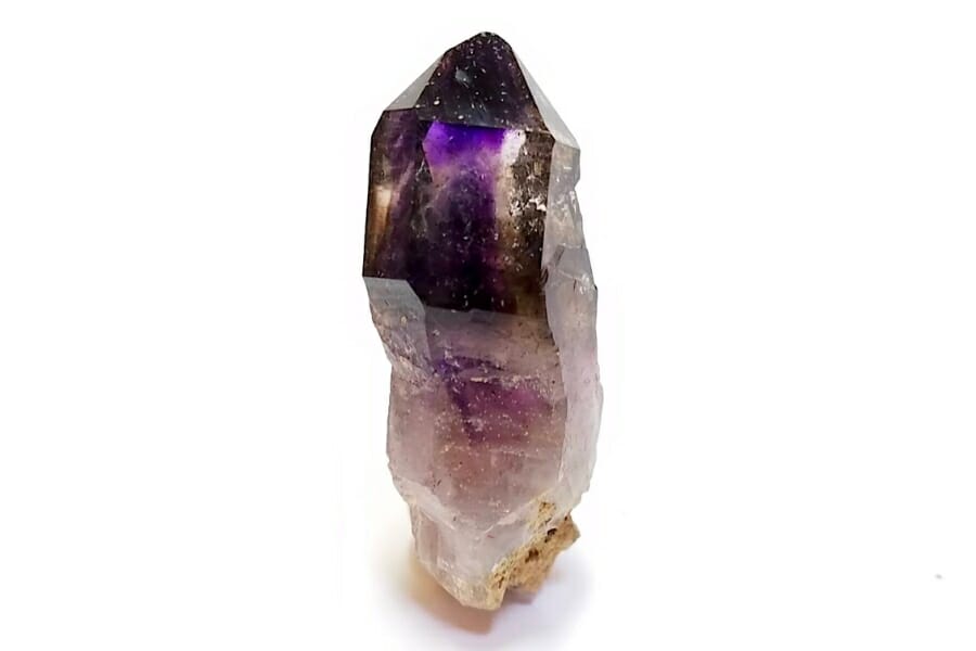 An Amethyst crystal that has deep purple to lilac colors