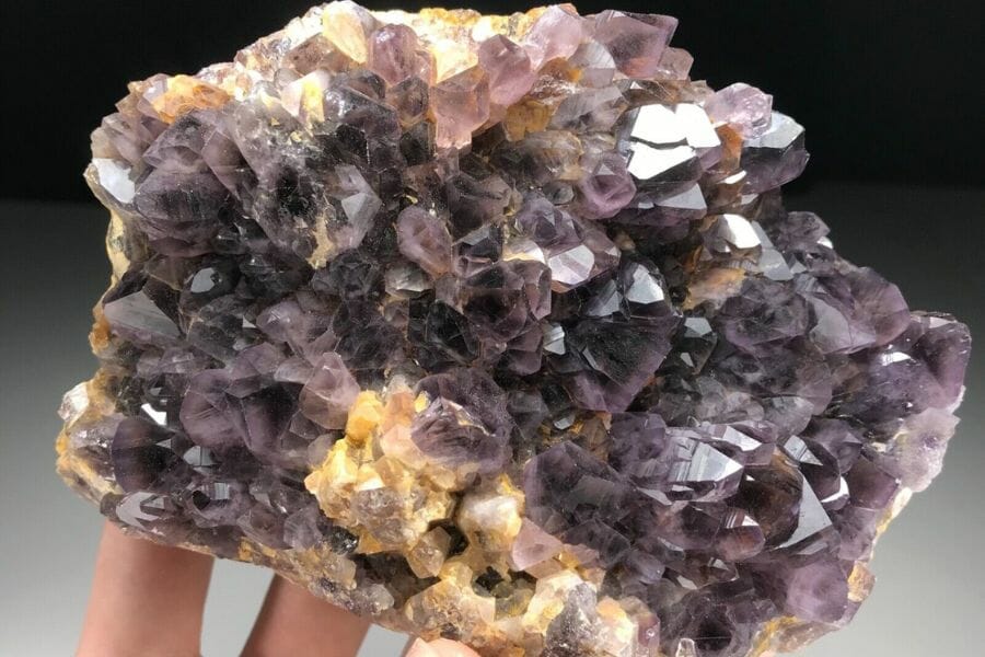 Amethyst cluster with other different minerals 