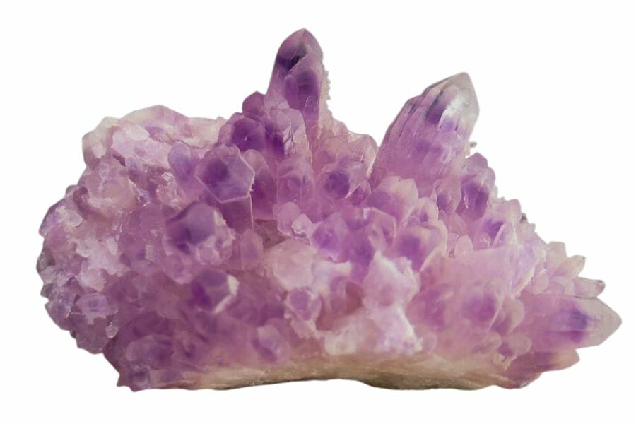 A gorgeous amethyst cluster, some with pointy ends