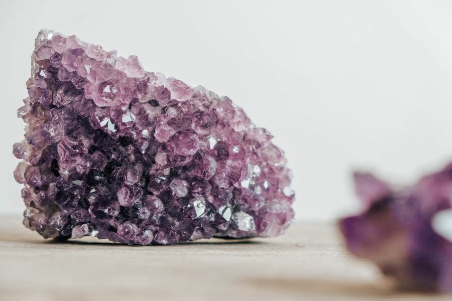 A pretty amethyst crystal with bubble-like clusters