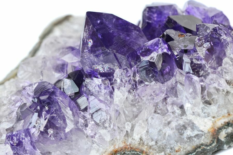 An elegant amethyst geode with big and bubble-like crystals inside