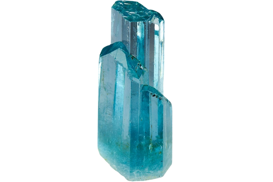 Glassy gem terminated aquamarine crystal grouping