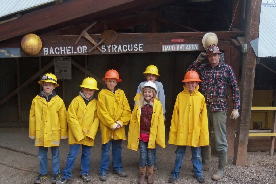 Kids try rockhounding at the Bachelor Syracuse Mine