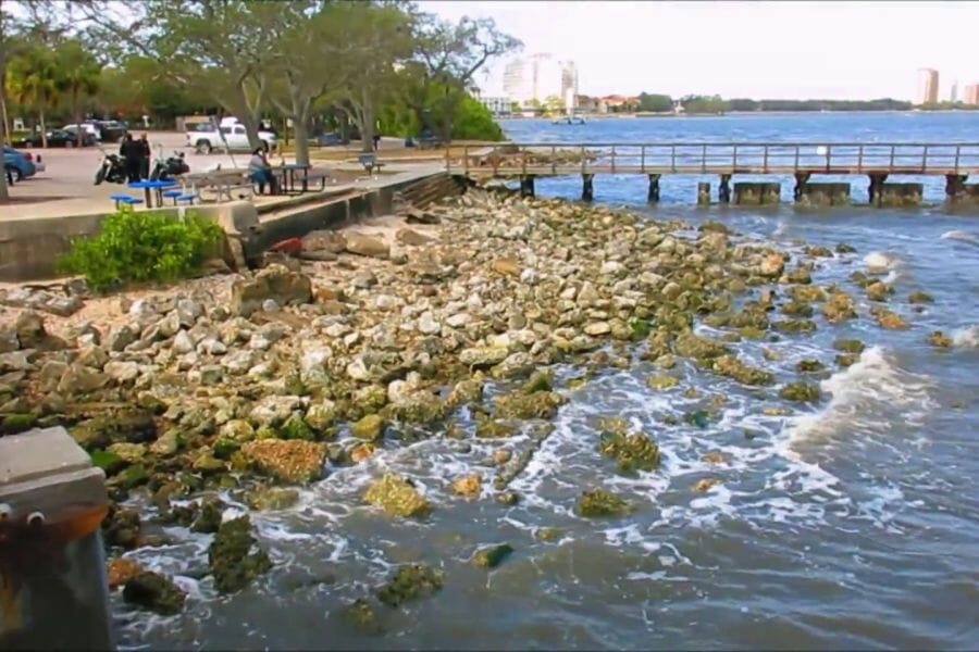 Rocky shores of Ballast Point where different minerals can be located