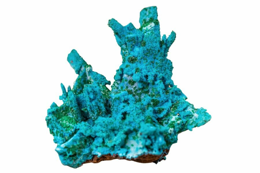 A pretty blue chrysocolla crystal with an irregular shape