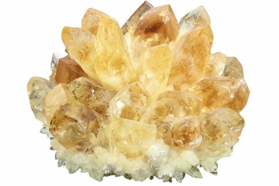 Cluster of yellow citrine found by rockhound in Florida