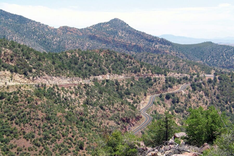 Aerial view of Coronado Trail and its scenic route