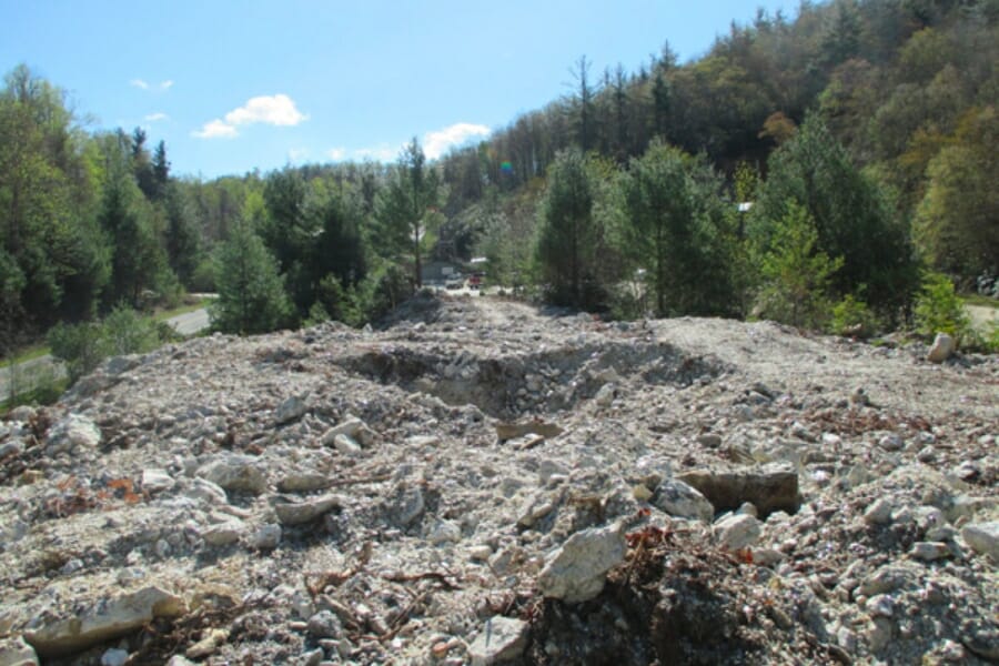 View of the rocky slopes at Crabtree Emerald Mine
