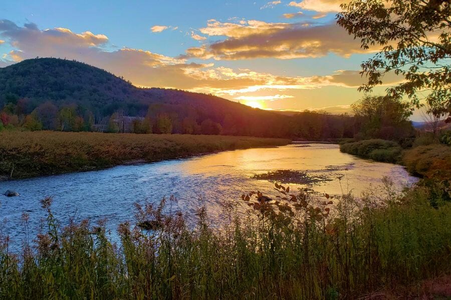 A nice view of the sunset at Deerfield River where rocks and minerals are found