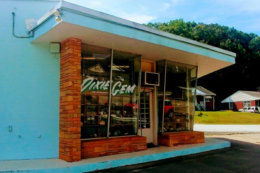 A look at the front store window of Dixie Gem