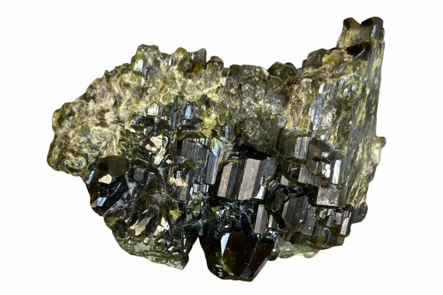 A gorgeous green epidote crystal with different hues