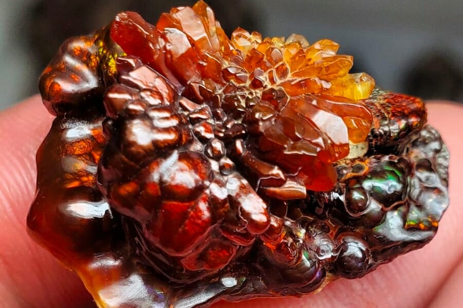 A beautiful orange to dark red specimen of Fire Agate