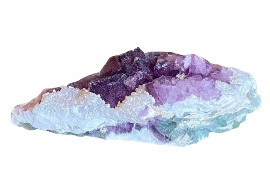 An elegant fluorite mineral with purple, blue, and white hues