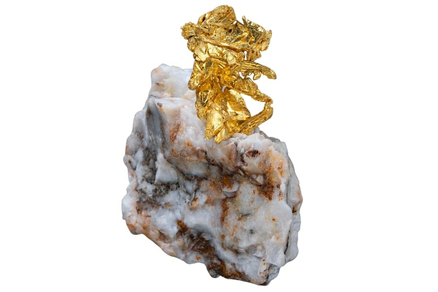 Intricate Gold on white Quartz rock