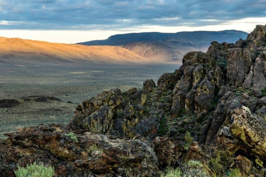 Rocky area of the Hart Mountain where various minerals can be found