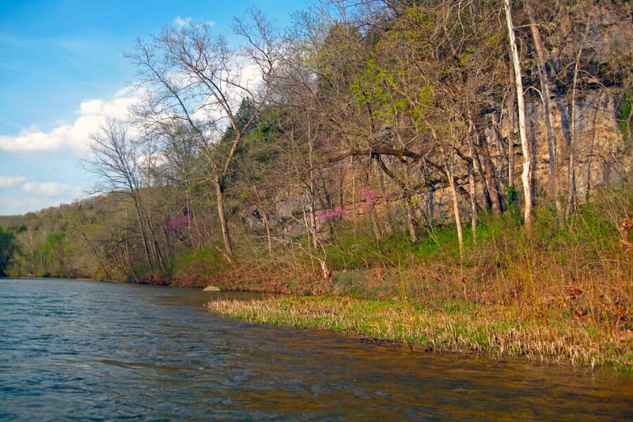 Rock formations near the waterways of Huzzah Conservation Area