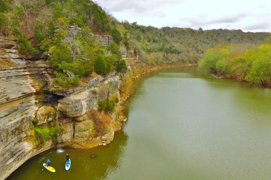 Aerial view of the vast waters and surrounding landscapes at Kentucky River