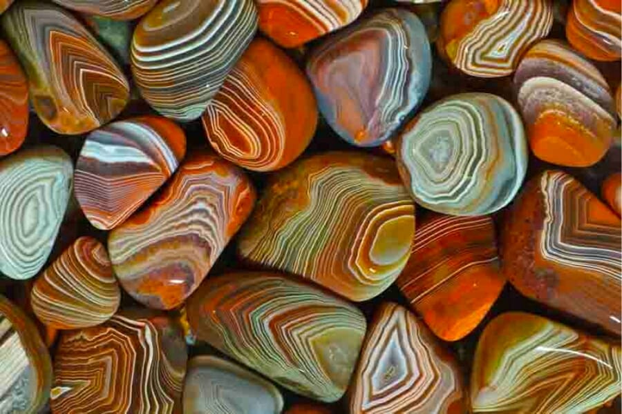 A bunch of beautiful Lake Superior Agates displaying their interesting and colorful bands