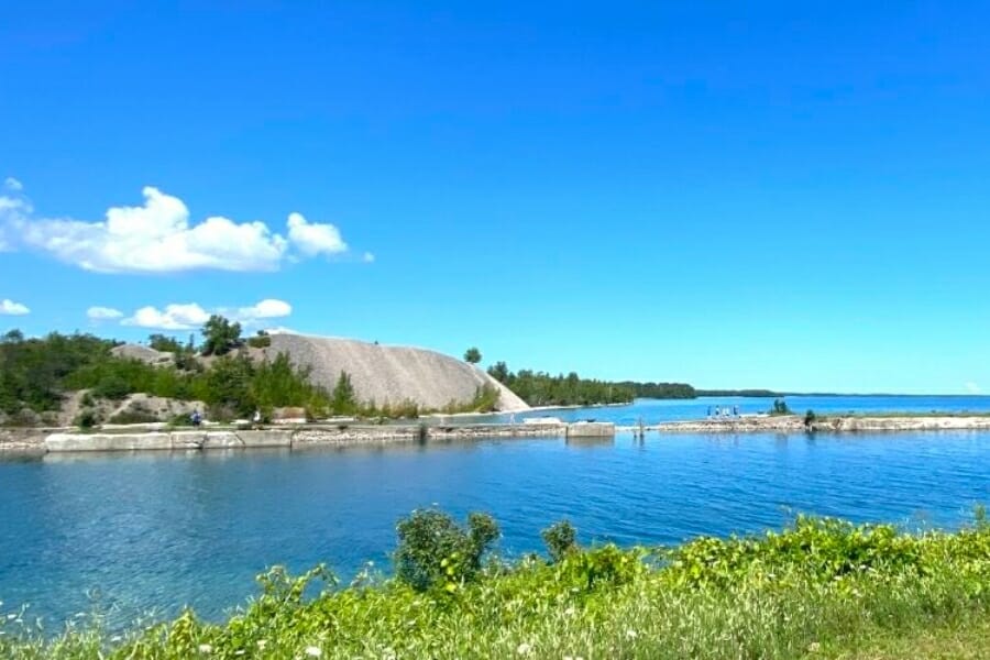 A wide view of the waters and landscape at the Rockport State Recreation Area