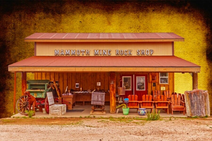 A miniature of the dainty building of Mammoth Mine Rock Shop