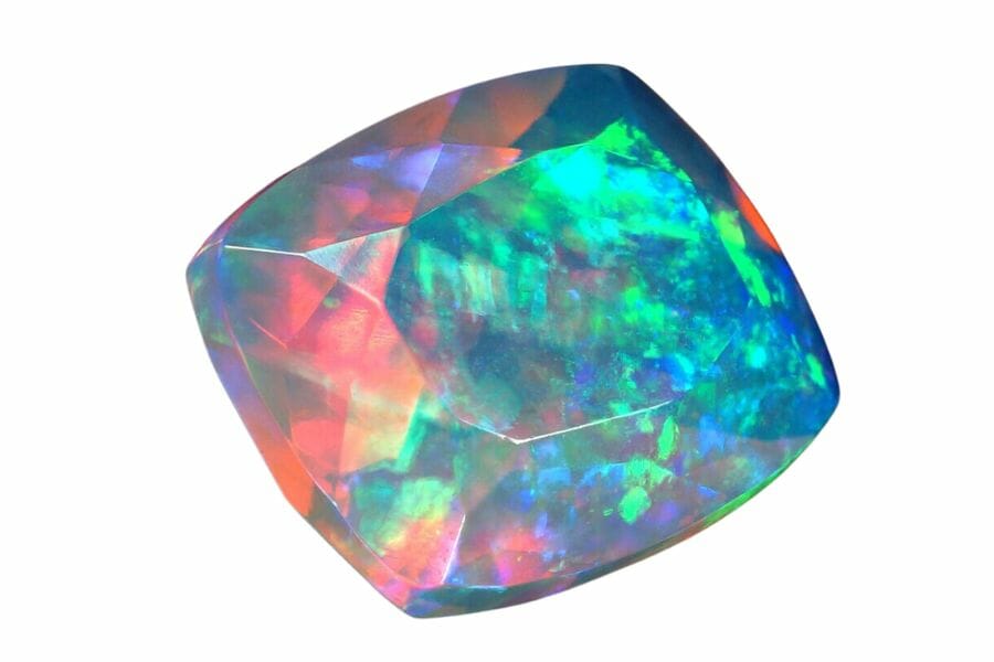 A dazzling luminous opal with a diamond shape