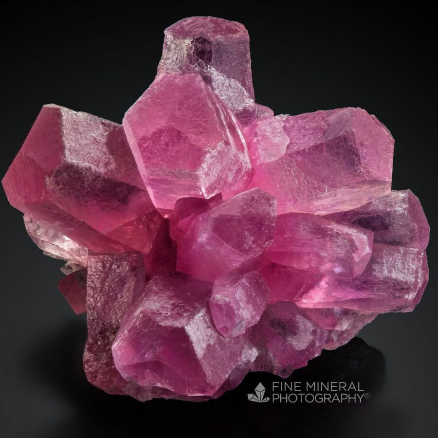 Rare cluster of pink calcite crystals