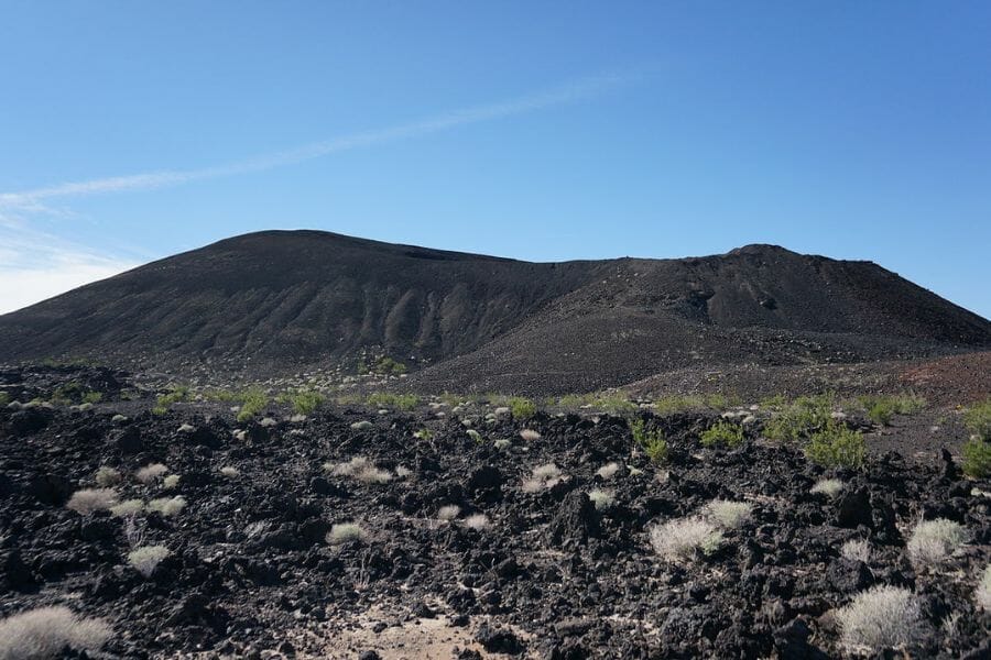 The Pisgah Crater full of stunning black rocks and other minerals