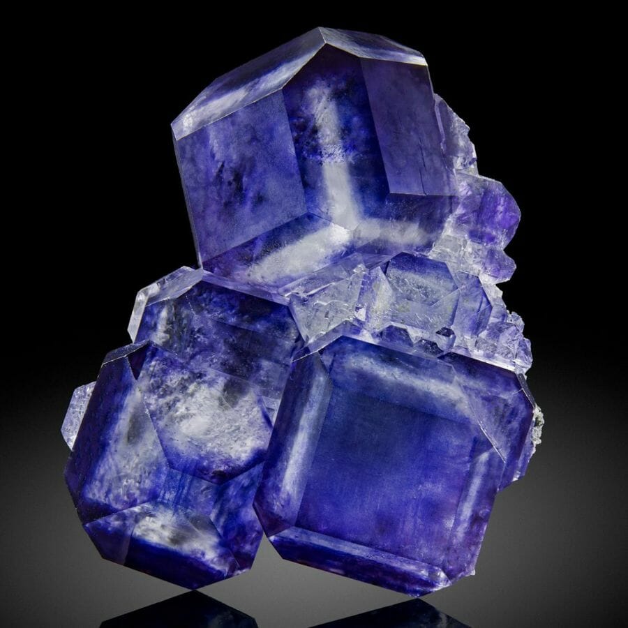 Multiple fluorite crystals attached to each other