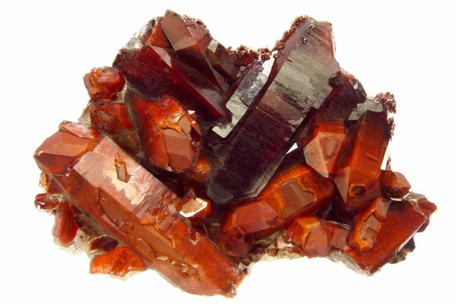 A brilliant red quartz crystal with different red hues