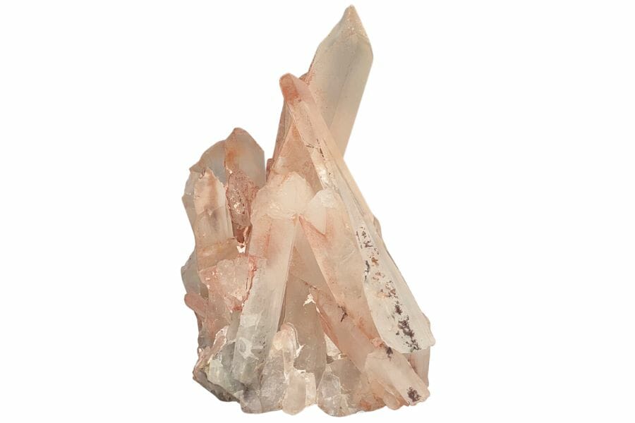 An elegant pink quartz tower with a unique shape