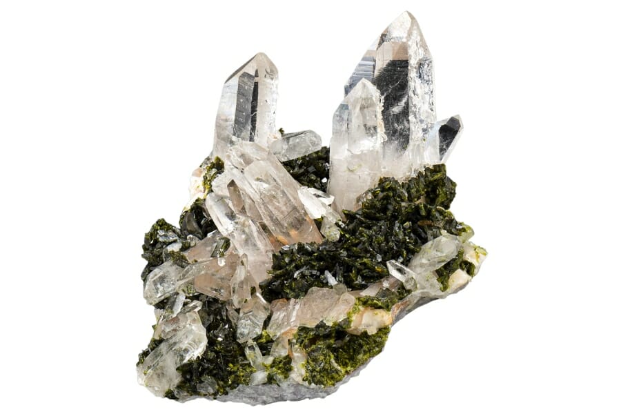 Clear Quartz and moss green Epidote