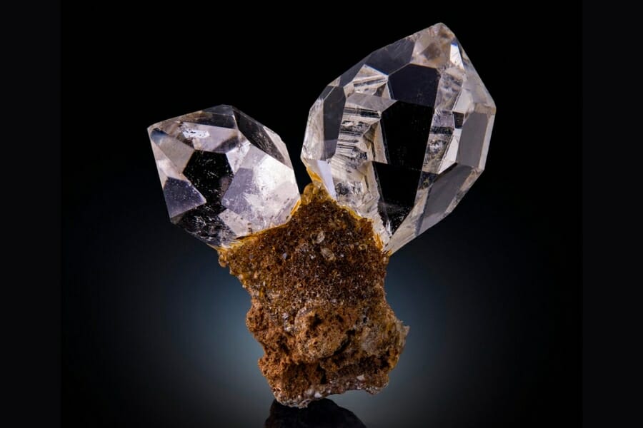 Sparkling Quartz crystals atop a rock