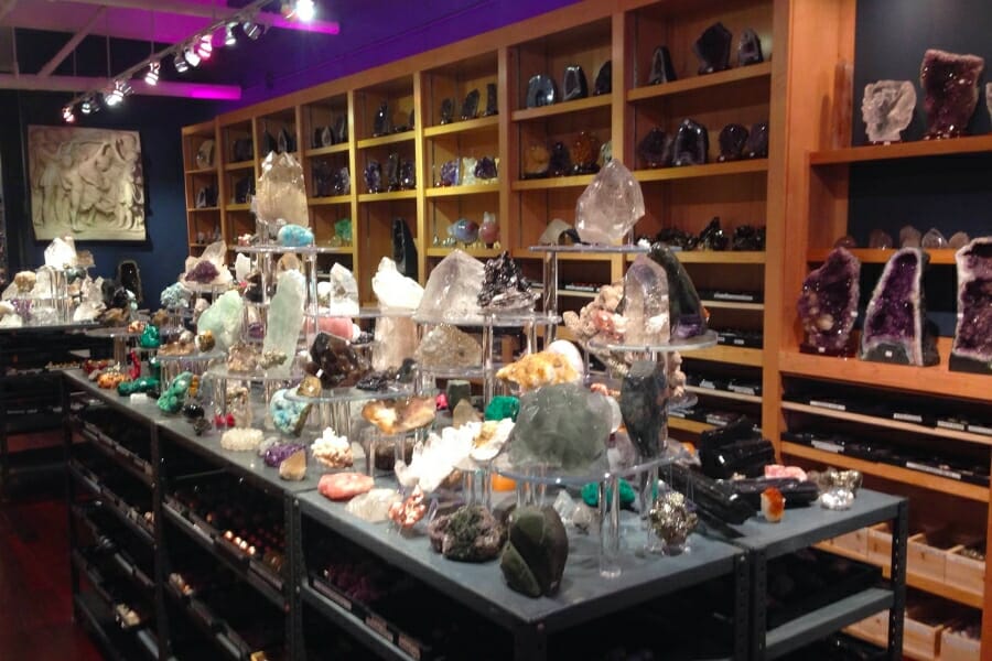 A look at the show room and wide selection of gems at the Rock Star Crystal shop