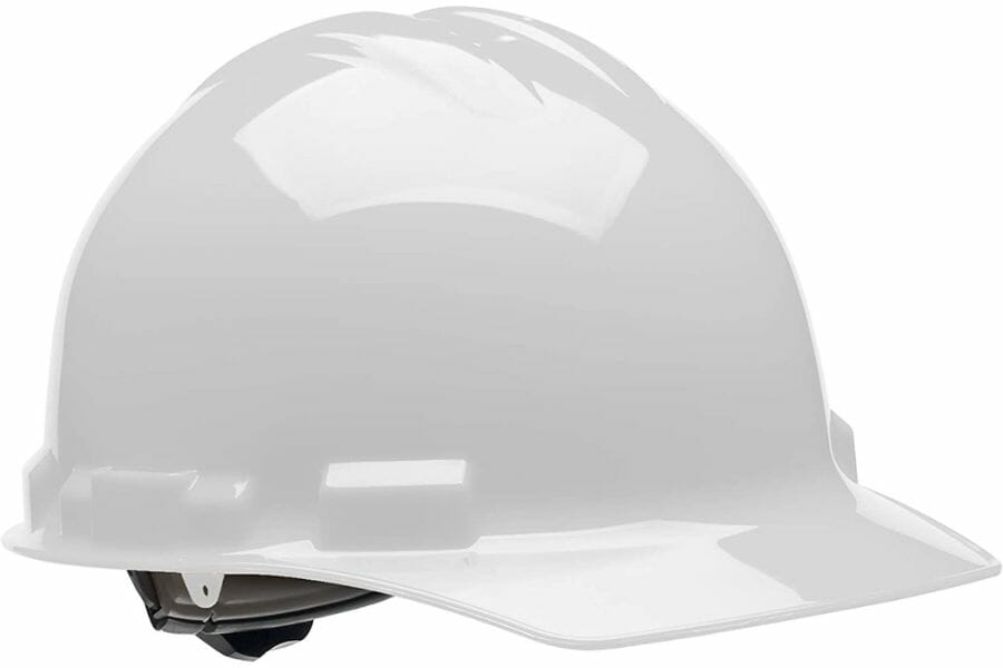 White safety helmet for rockhounding in caves
