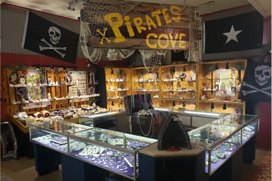 A peek at the great selection of gems at the Rockhound Rock Shop