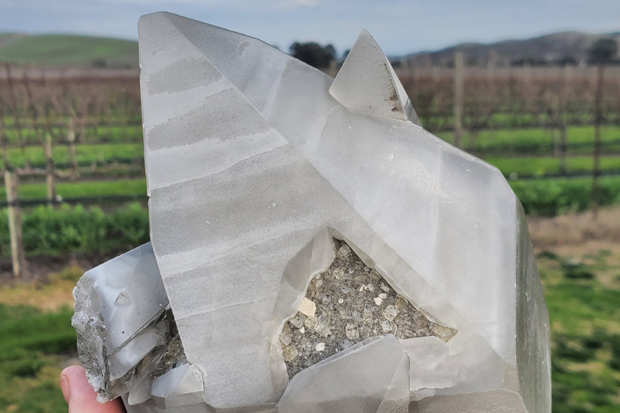 Large calcite crystal found near a field