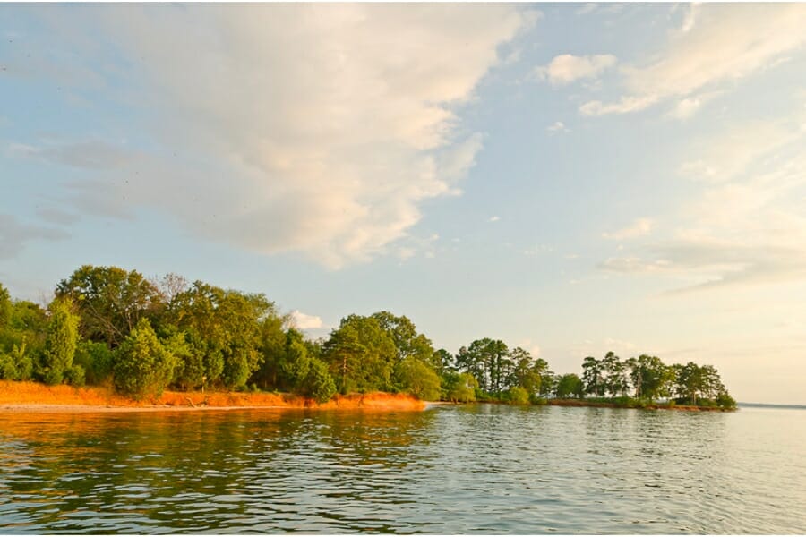 A stunning view of Lake Murray from afar