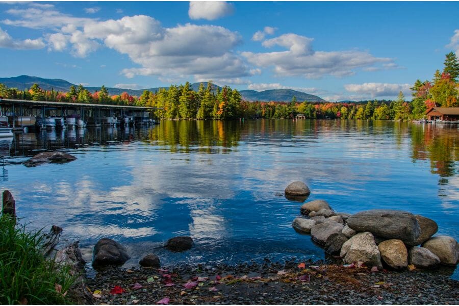 Stunning view of the serene waters and surrounding landscape at Paris Mountain State Park