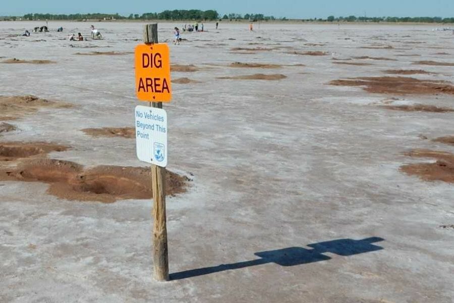 The digging area of the Salt Plains National Wildlife Refuge