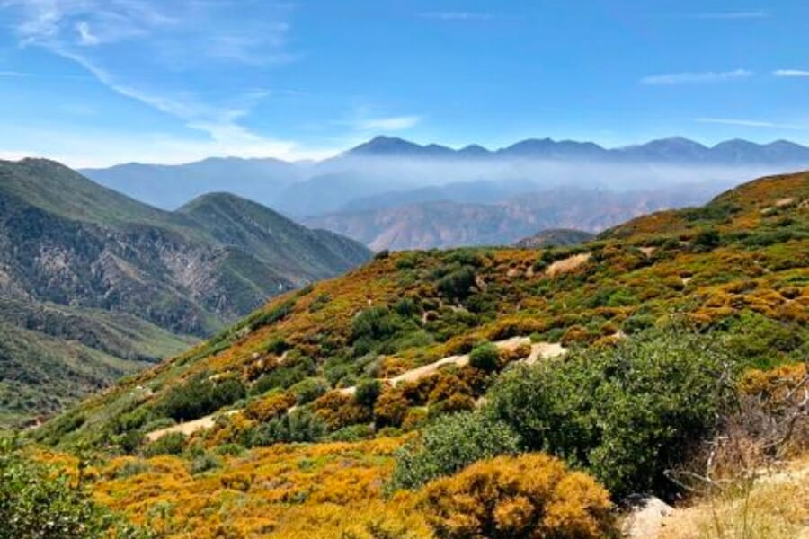 Breathtaking view of the landscapes of San Bernardino County from atop a mountain