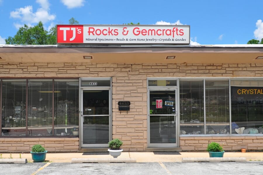 A look at the TJ's Rocks & Gemcrafts building and front store