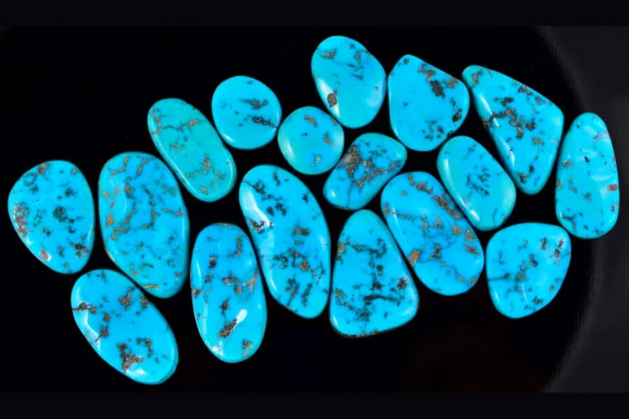 Beautiful Sleeping Beauty Turquoise specimens with black background