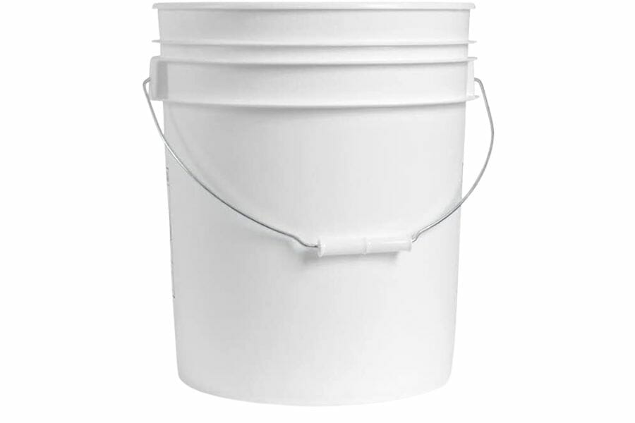 Sturdy white bucket that is great for hauling rocks and mud