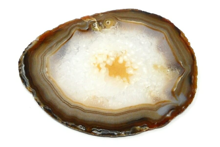 A pretty agate crystal with different layers of patterns