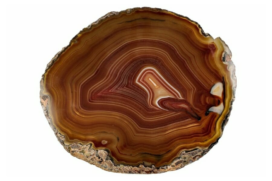 A mesmerizing agate geode with different orange hues