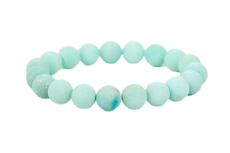 A stunning piece of bracelet made with light bluish green Amazonite beads