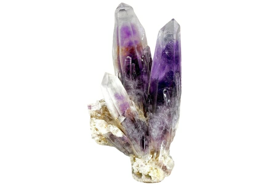 Stunning Amethyst crystals with deep purple, purple, and tinge of orange hues