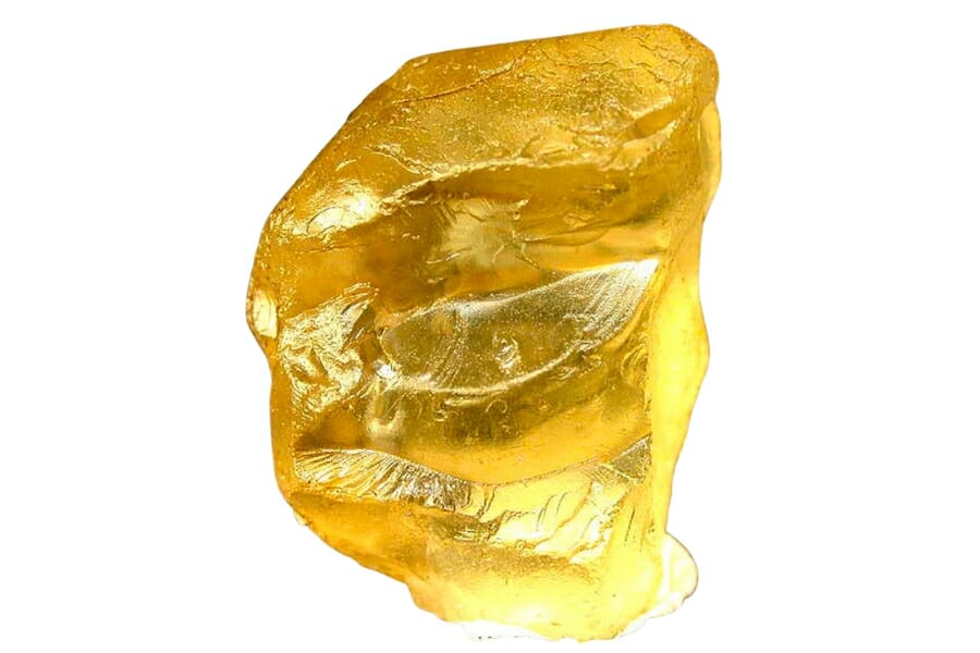 Shiny yellow piece of Anorthite gemstone