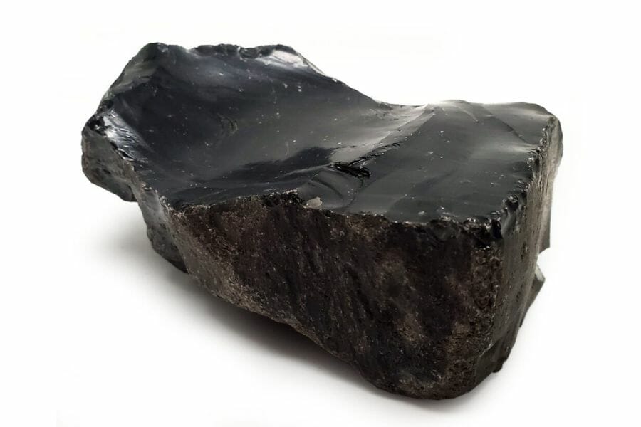 A smooth elegant black obsidian with a unique shape