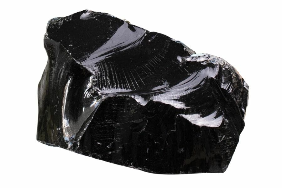 A stunning shiny black obsidian with a unique shape